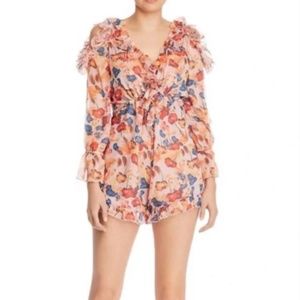 Aqua Floral Cold Shoulder Romper
